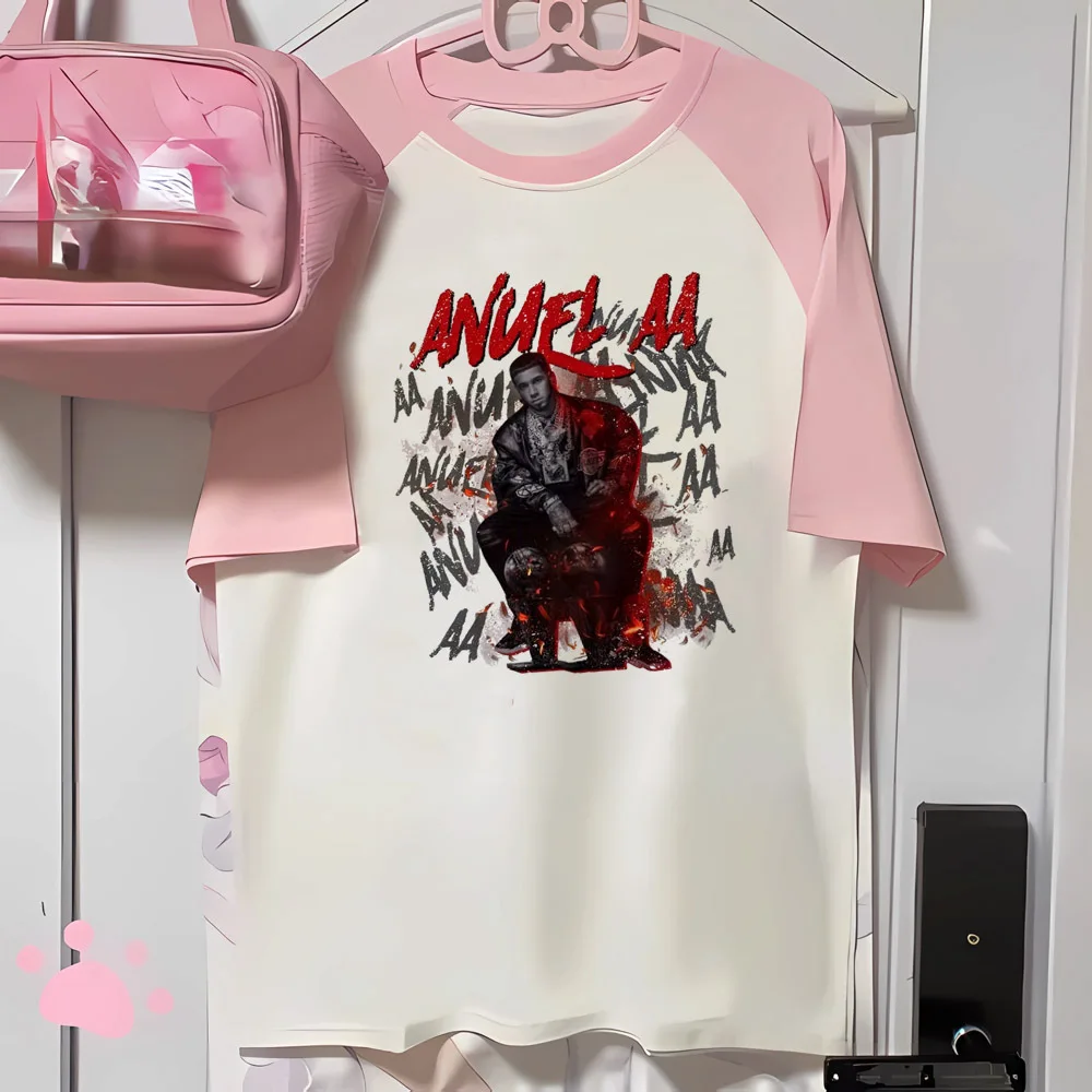 Футболки Anuel женский летний топ одежда в стиле аниме для девочек