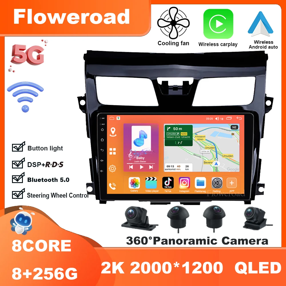 9 дюймов Android 13 для Nissan Teana J33 2013 - 2015 мультимедийный видеоплеер Навигация стерео GPS