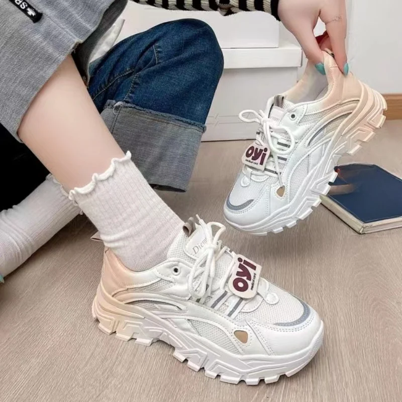 

Women's Chunky Sneakers New Breathable Mesh Lace Up Platform Sports Shoes for Women Casual Ladies Walking Shoes Tenis De Mujer