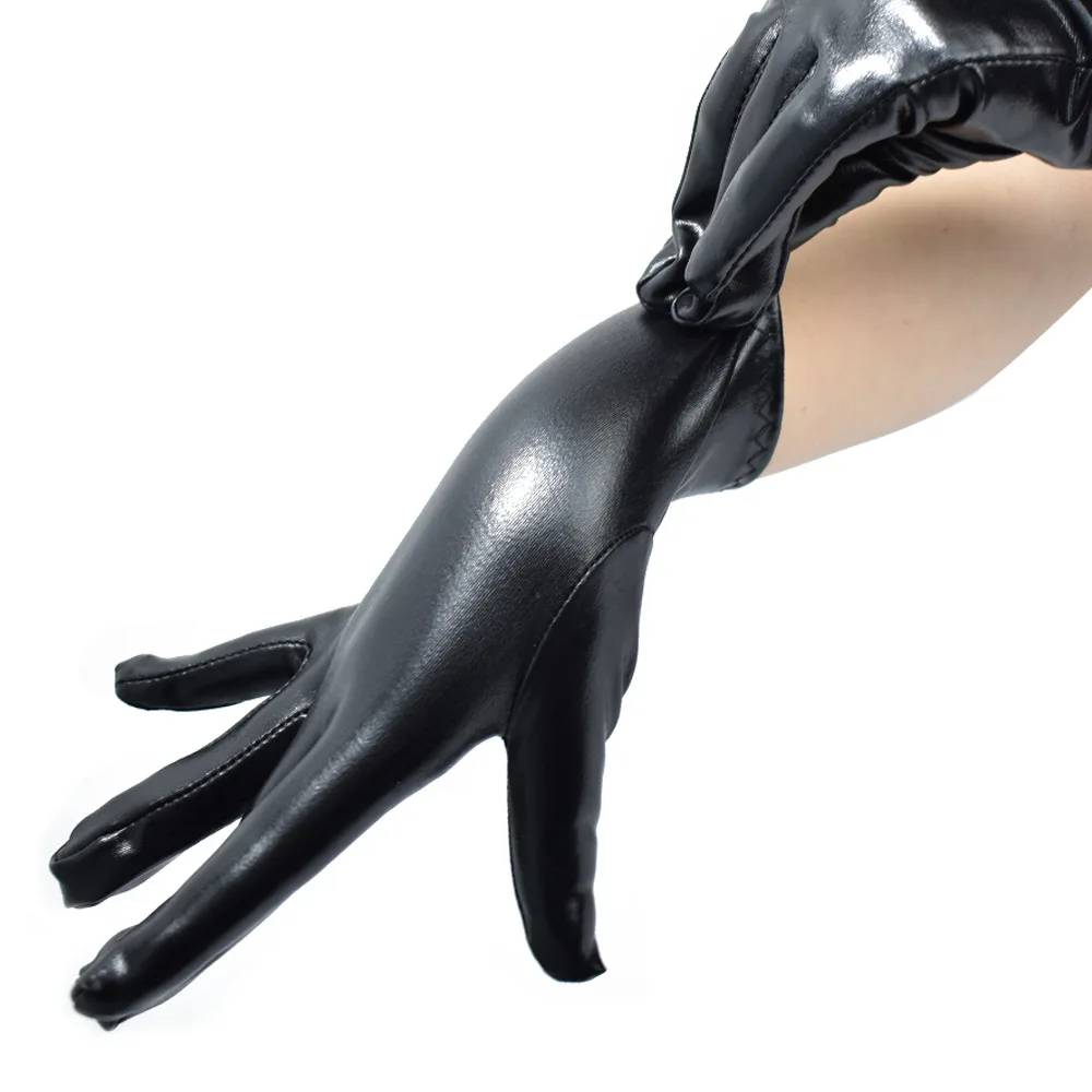 

Unisex Faux PU Leather Gloves Short Simulation Leather Thin Full Finger Etiquette Mittens Black Warm Driving Gloves Accessories