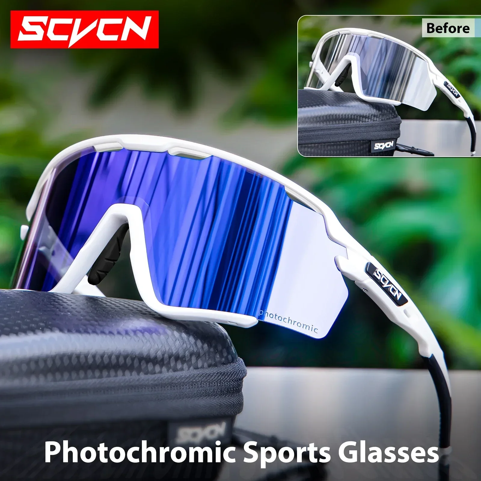 Scvcn UV400 велосипедные очки цветные фотохромные солнцезащитные для мужчин и женщин