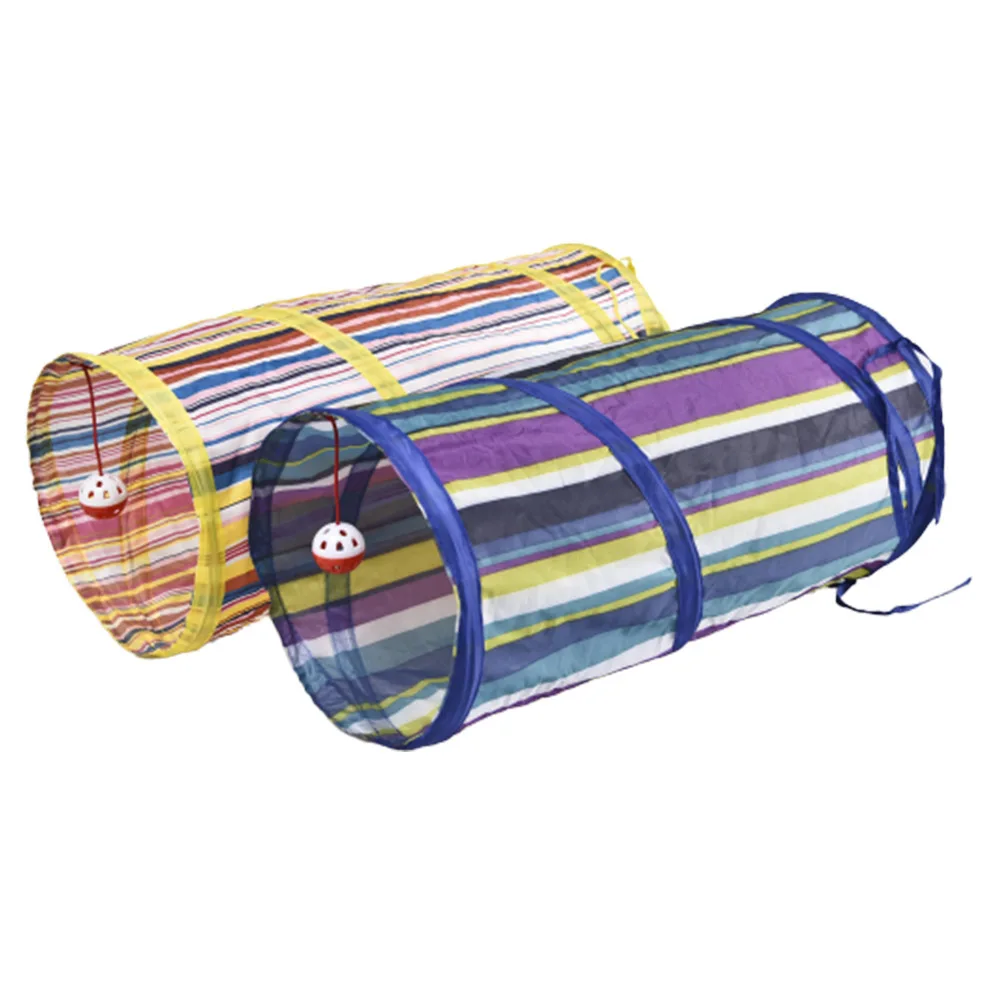 

Roller Cat Tunnel Interactive Funny Blue Stripe Runway Pet Passage Rain Gauze Cat Tunnel Bite-resistant Cat Toy Pet Accessories