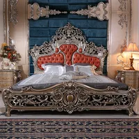 French-style furniture, European-style solid wood leather bed, neoclassical court double bed, high-grade two-meter wedding bed