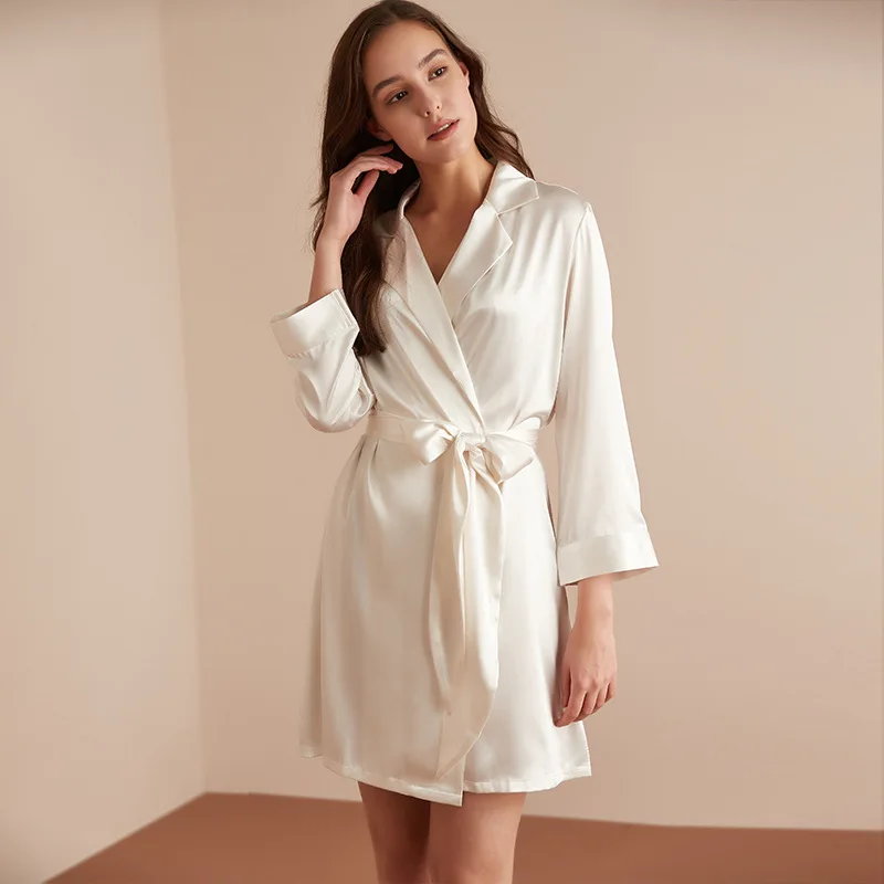 New Women Robe Spring Summer Lacing Pajama Simulation Silk Bathrobe Casual Comfortable Home Wear French Satin Pajamas Sleepwear