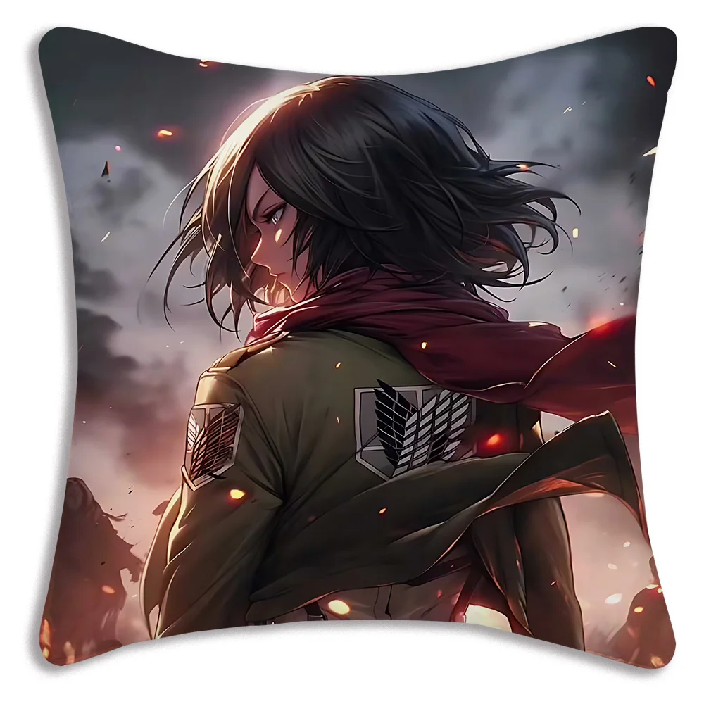 Чехлы на подушки в стиле аниме «Атака Титанов», мультяшный диван, декоративные домашние двусторонние печатные короткие плюшевые милые чехлы для подушек