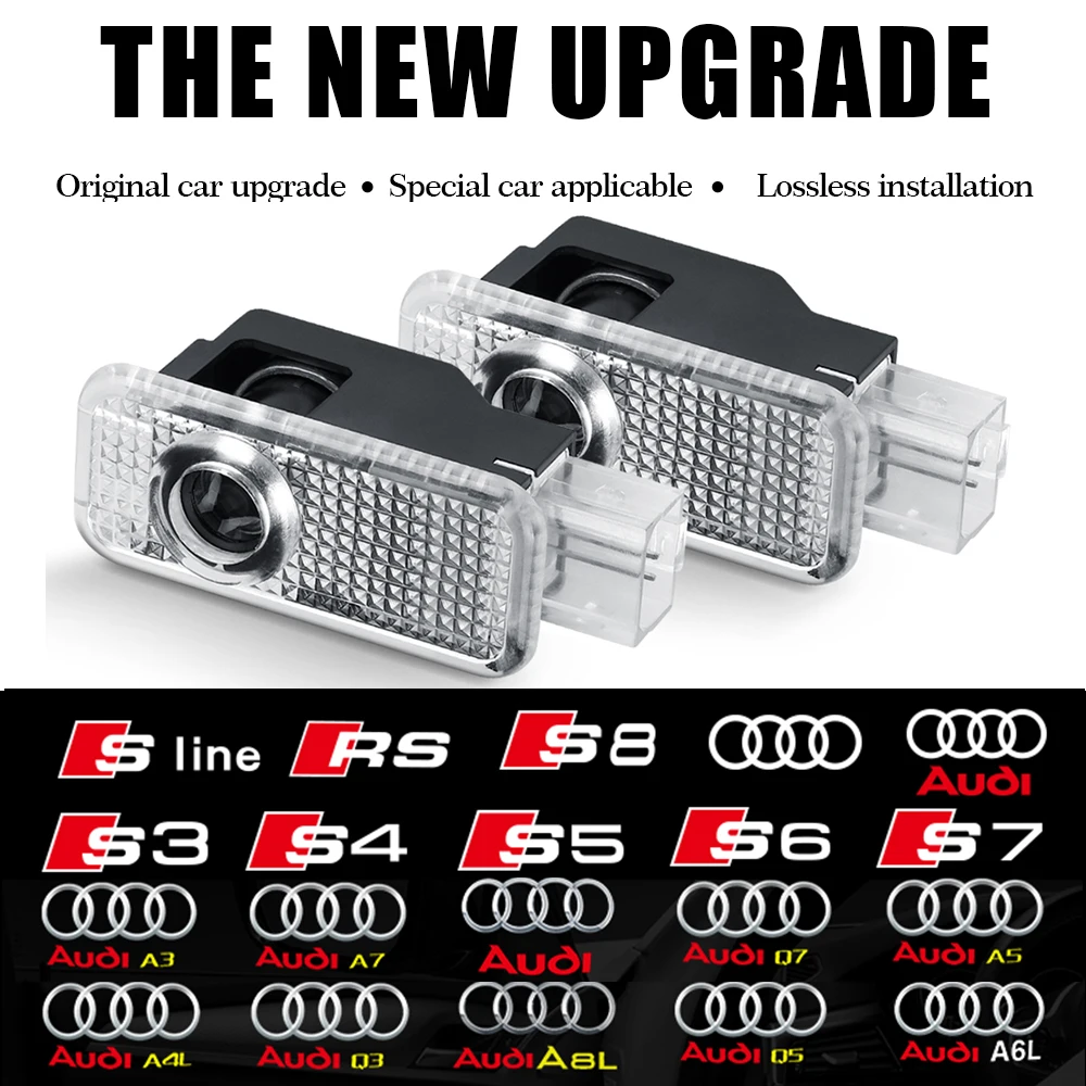 LED Car Door Logo Welcome Lights Auto Laser Projector Lamp For Audi Sline S3 S4 S5 S6 S7 RS Q7 Q5 Q3 A4 B8 8P A3 A6 C7 A5 A6L