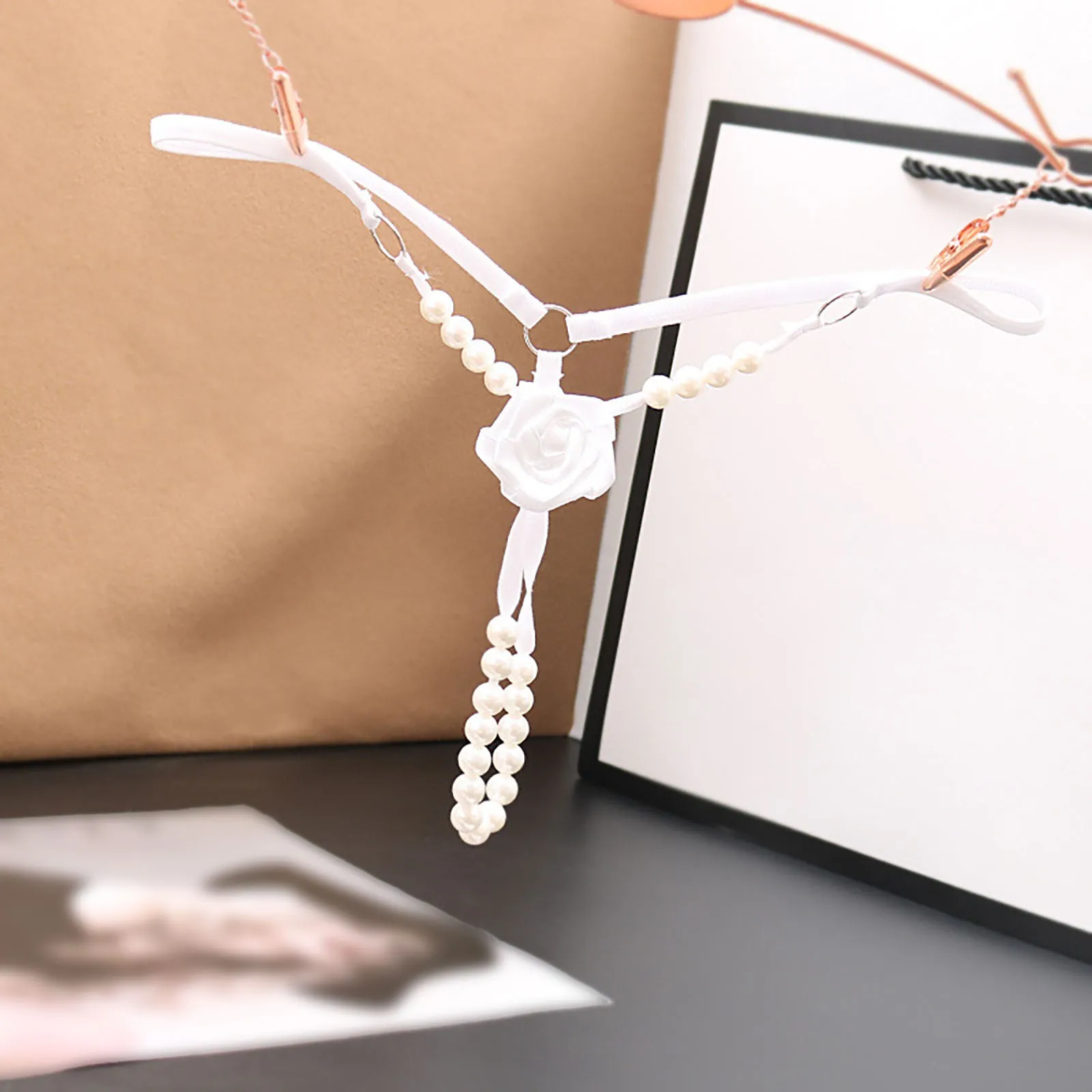 Женские трусики с высокой талией сексуальные сетчатые бахромой и жемчугом