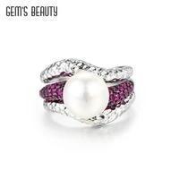 gems beauty real 925 sterling silver natural pearl fresh water pearl ring fine jewelry creative designer rings for women bijoux