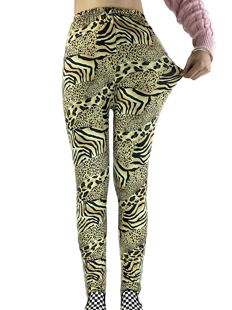 Женские спортивные Леггинсы CUHAKCI с высокой талией желтые леопардовые штаны для