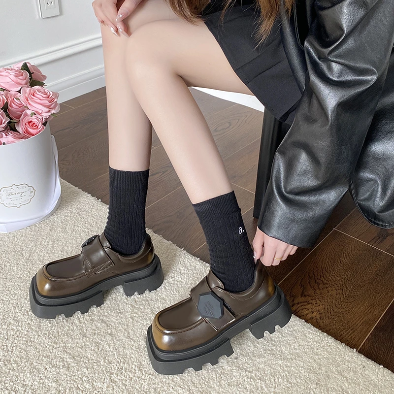 Женские туфли в стиле Лолита милые на высоком массивном каблуке униформа