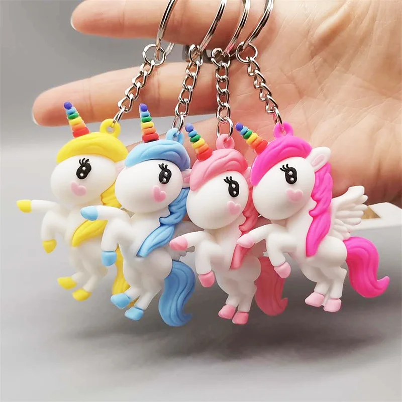 

Pink Unicorn Keychain Ladies Bag Pony Pendant Keychain Fantasy Cartoon Rainbow Horse Keyring Girl Key Ornament Accessories Gift