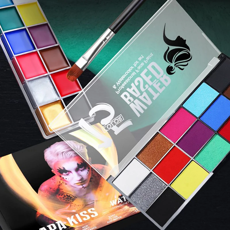 

New Stage Face Make Up Body Painting Art Paint Oil Paint Multi Colour Water Soluble Solid Colour Pigments Palette With Brush Kit