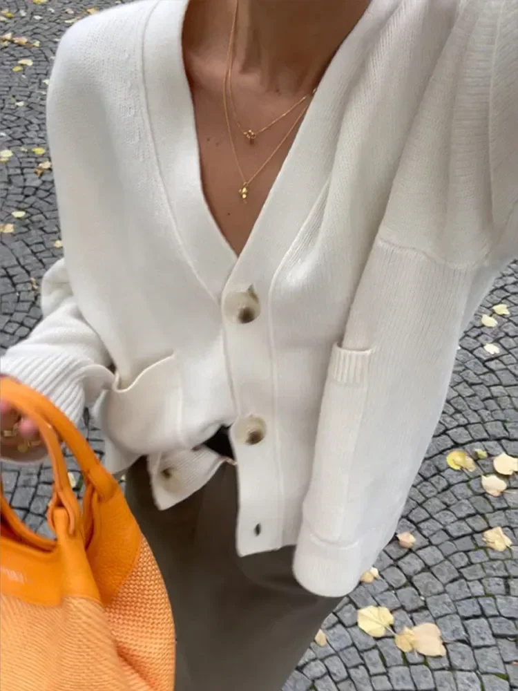 Женский однотонный кардиган с V-образным вырезом цвет в ассортименте