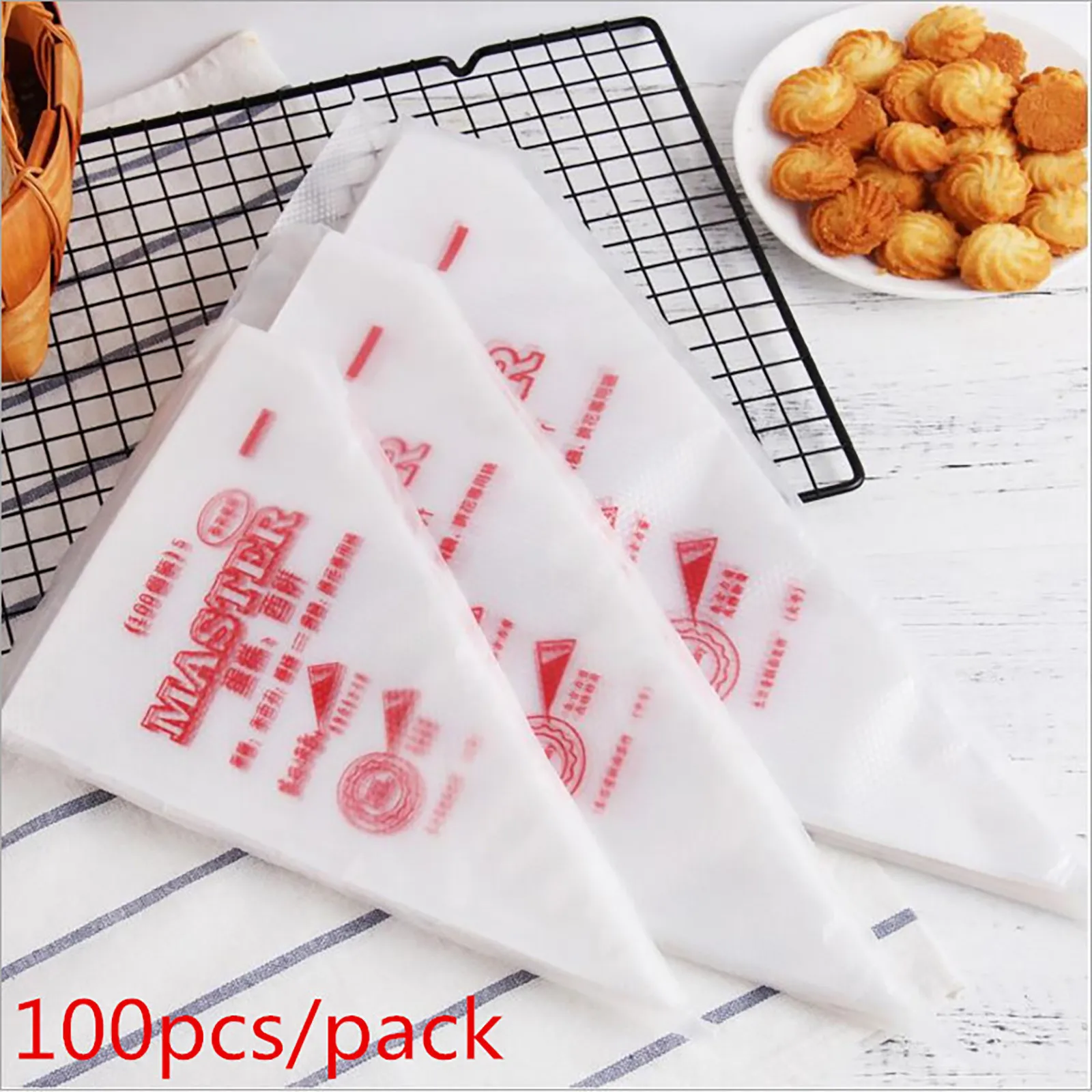 

100pcs Thickening Anti Burst Piping Bags Icing Piping Bag Birthday Cake Making Pastry Bags Package Kitchen Baking Supplies Tools