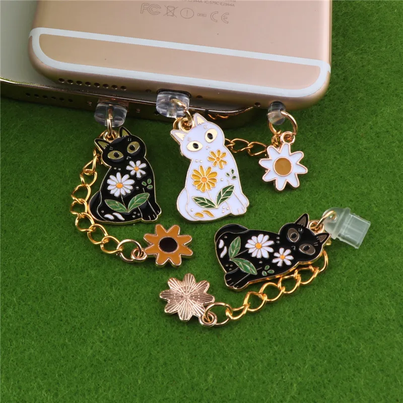 Dust Plug Charm Cute Cat Charge Port Plug For Iphone Dust Protection Anti Dust Plug Jack Type C Dust Stopper Phone Accessories