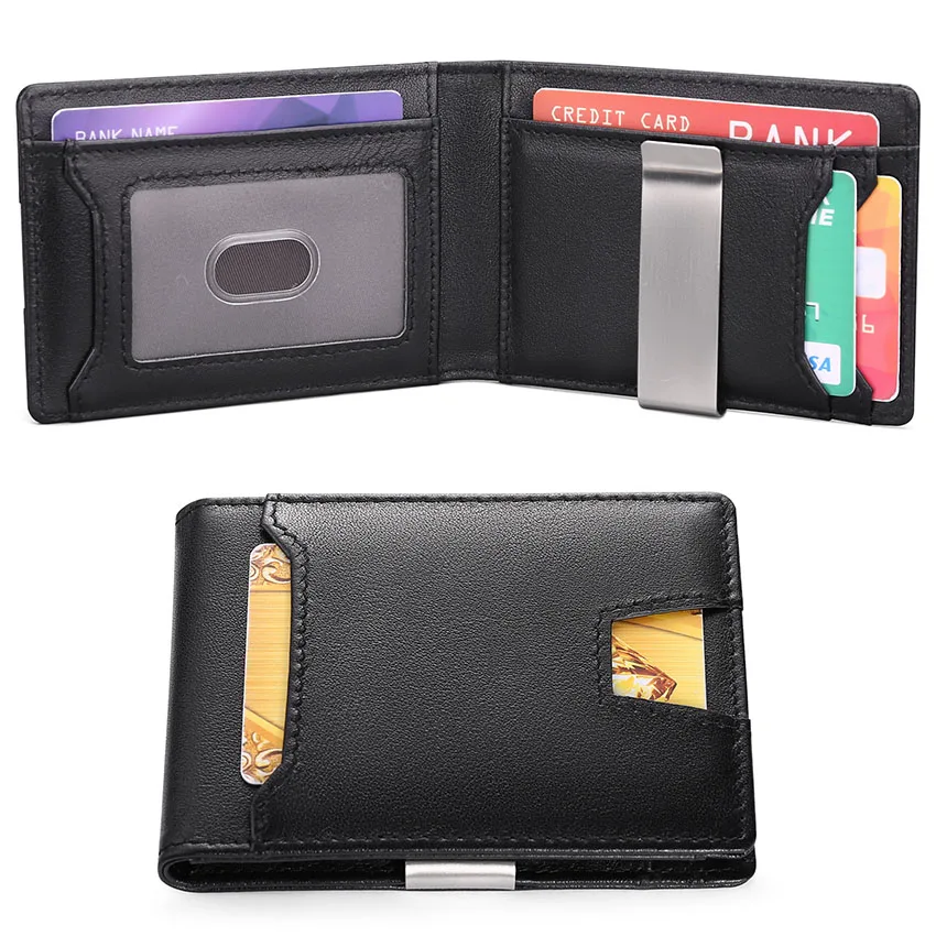

Кредитный мужской Rfid зажим для денег мужской минималистичный кошелек для карт для денег мини-держатель из натурального углеродного волокна кожи