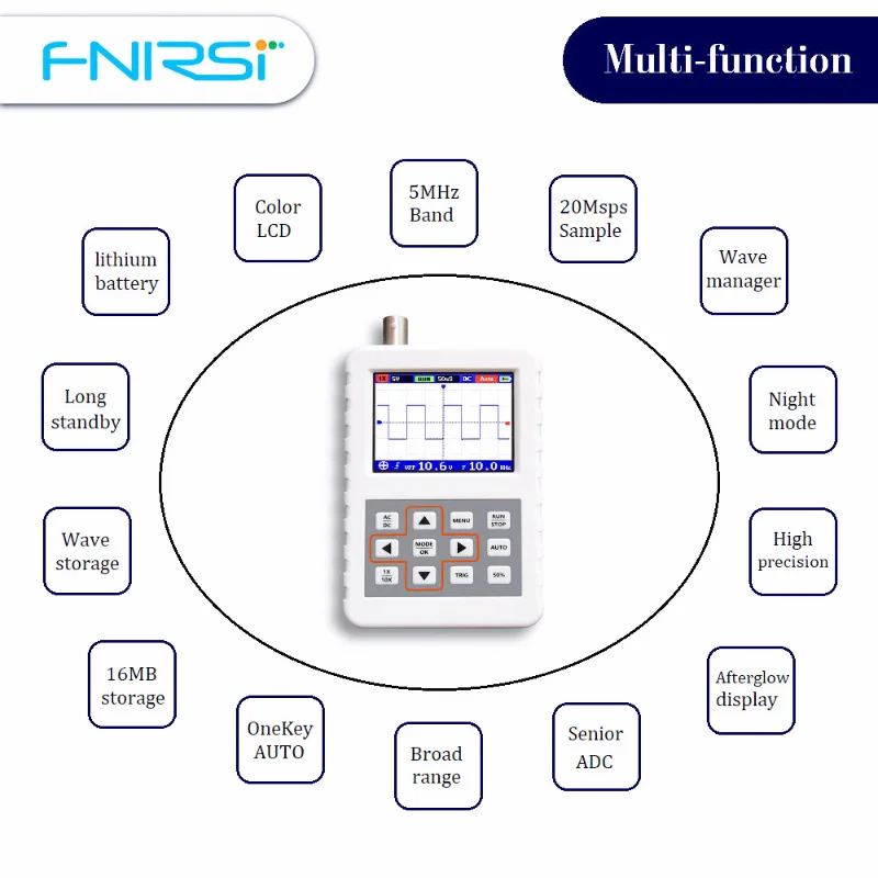 DSO FNIRSI PRO Портативный цифровой осциллограф 5M полоса пропускания 20MSps частота