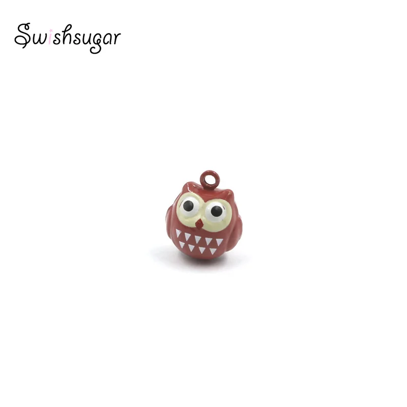 Cute Owl Cartoon Metal JIngle Bell Charms For Dog Cat Pet Charm Necklace Pendant