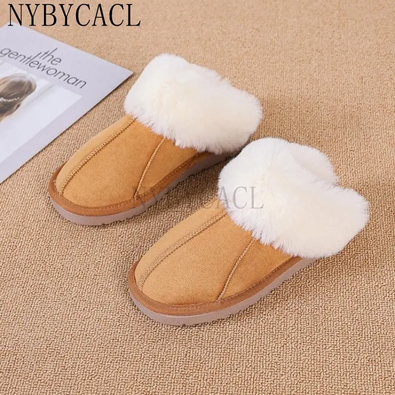 Fashion Plush warm Home flat slippers Lightweight soft comfortable winter slippers Women's cotton shoes Indoor plush slippers 40