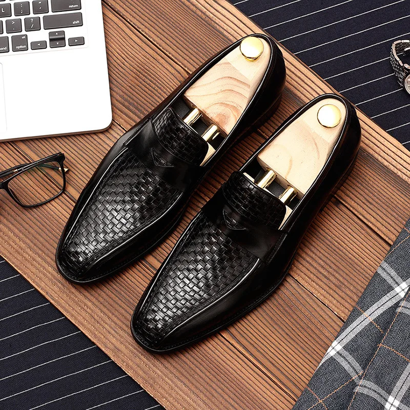

Men's leather shoes 2022 popular high-end hand-woven men's leather shoes British style business formal high-end men's shoes