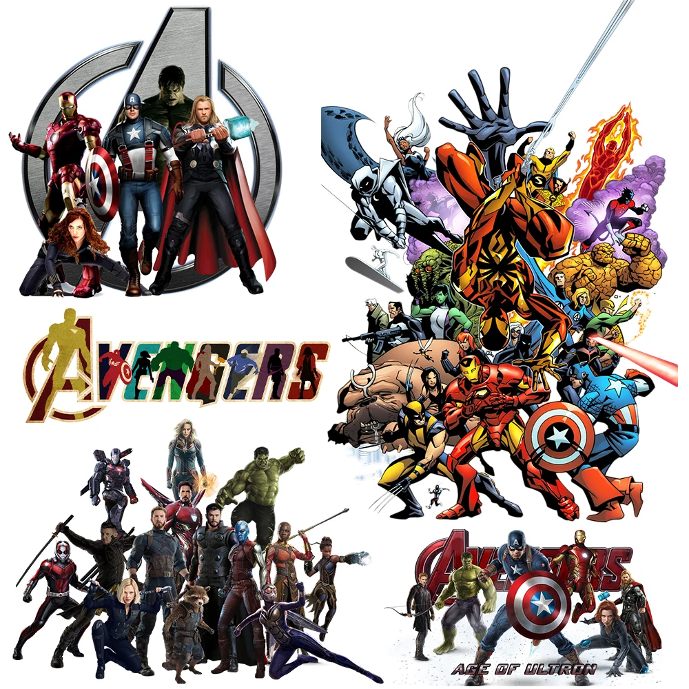 Термонаклейки Marvel Мстители Супергерои, наклейки для одежды, самодельные футболки, термонаклейки для одежды