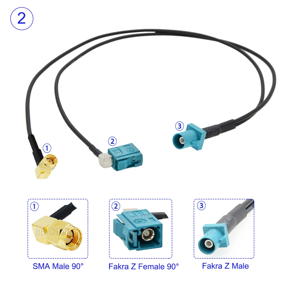 RG-174 Fakra Z штекер к 1 * гнездо и SMA сплиттер Y-образный RG174 RF коаксиальный кабель для
