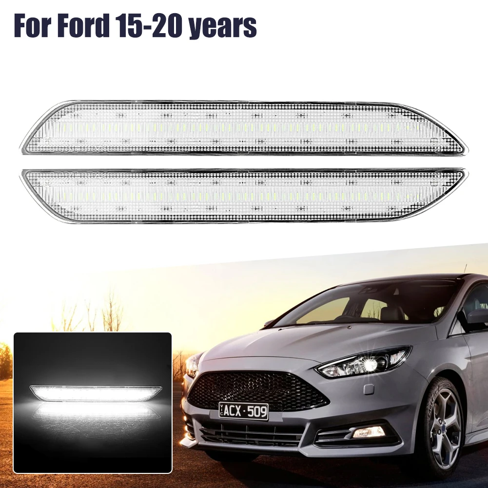 

2Pcs Clear Lens LED Side Marker Lights Rear Sidemarker Signal Lamp 48SMD White 12V for Ford Mustang 2015-2020 Accessories