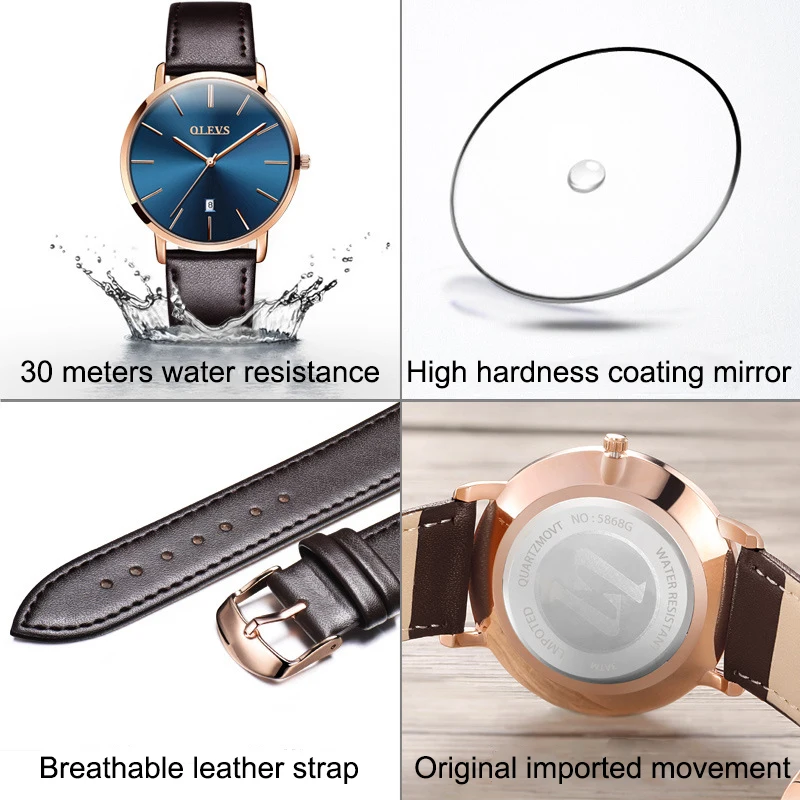 OLEVS Lover’s Watches Luxury Quartz WristWatch Simplicity Fashion Heartbeat Romance Waterproof Mens Women Watch Business Clock