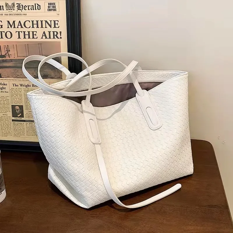 

Clássico tecer designer tote saco de alta capacidade bolsas de couro do plutônio para as mulheres marca feminina viagem gra