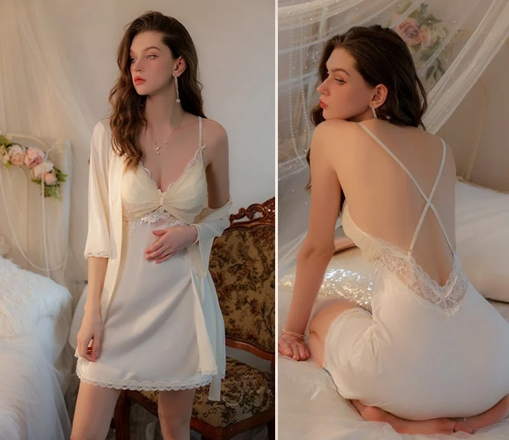 j satynowa koszula nocna Babydoll z siateczkowym brzegiem i fiszbinami