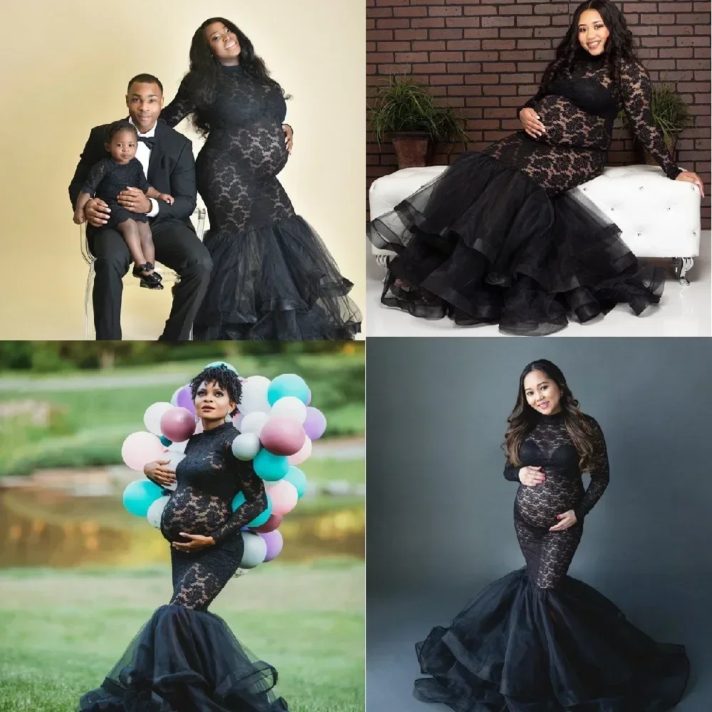 Элегантное кружевное платье для беременных Прозрачное макси фотосессии Тюлевое