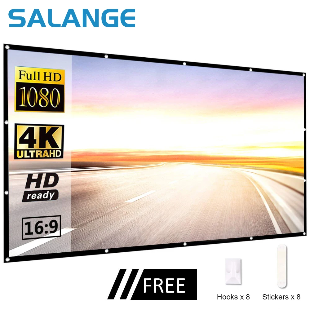 

Salange Projection Screen Portable Projector screen 100 inch 120 inch 150 inch 16:9,Outdoor Movie Screen For Travel Home Theater