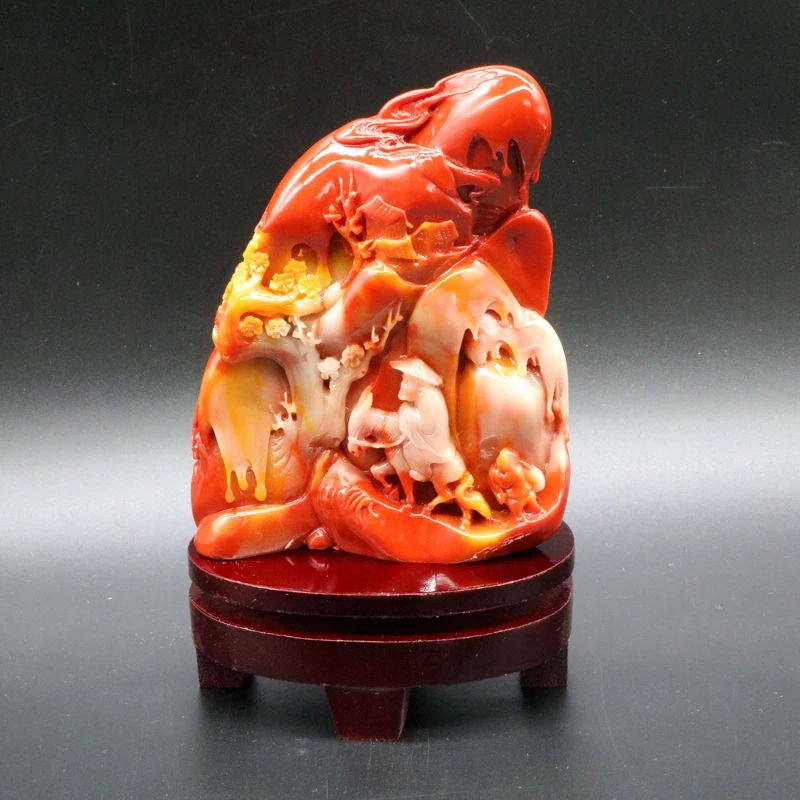 

Shoushan Stone Carving Figure Landscape Home Decoration Ornaments Crafts and Gifts Looking for Plum in Snow Desk Decoration