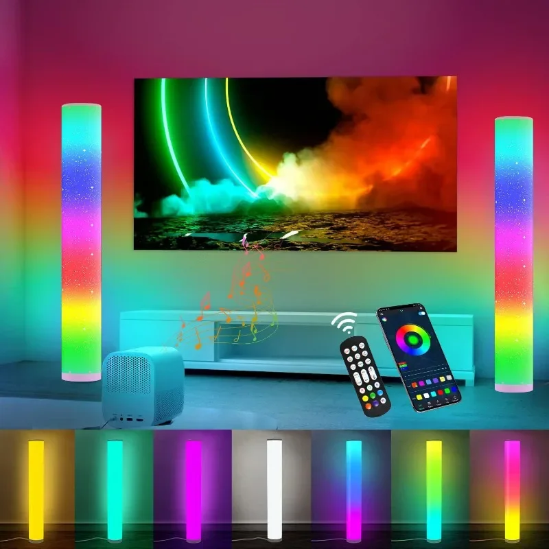 Угловой торшер RGBIC для гостиной 2 шт. синхронизированная смена цвета смарт-музыки