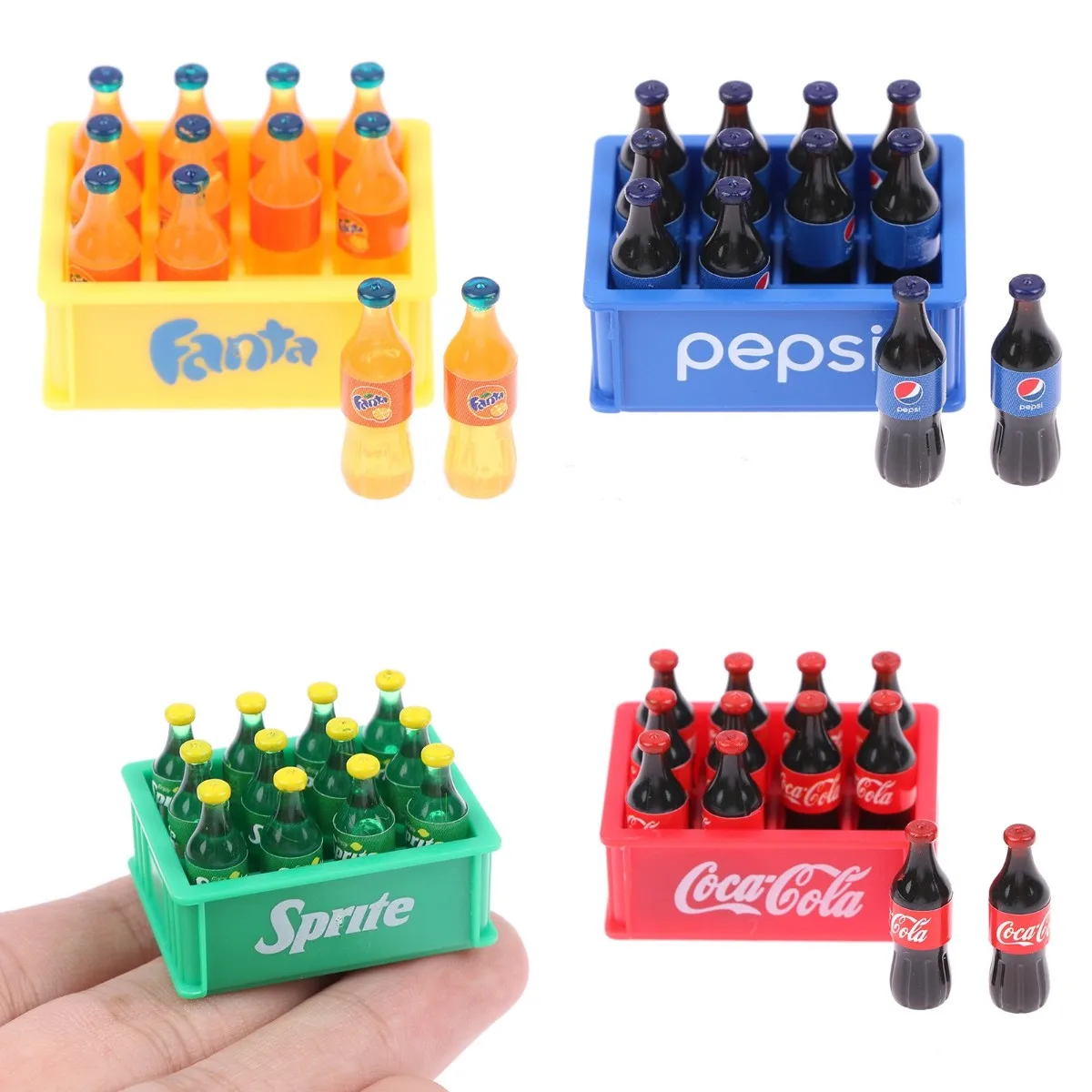 

13Pcs/set 1:12 Dollhouse Miniature Food Mini Cola Soda Sprite Bottles With Bucket Drinks Modle Kitchen Doll House Accessories