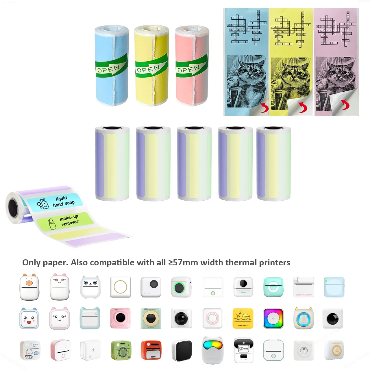 Термобумага мини-принтер красочная наклейка для этикеток самоклеящаяся