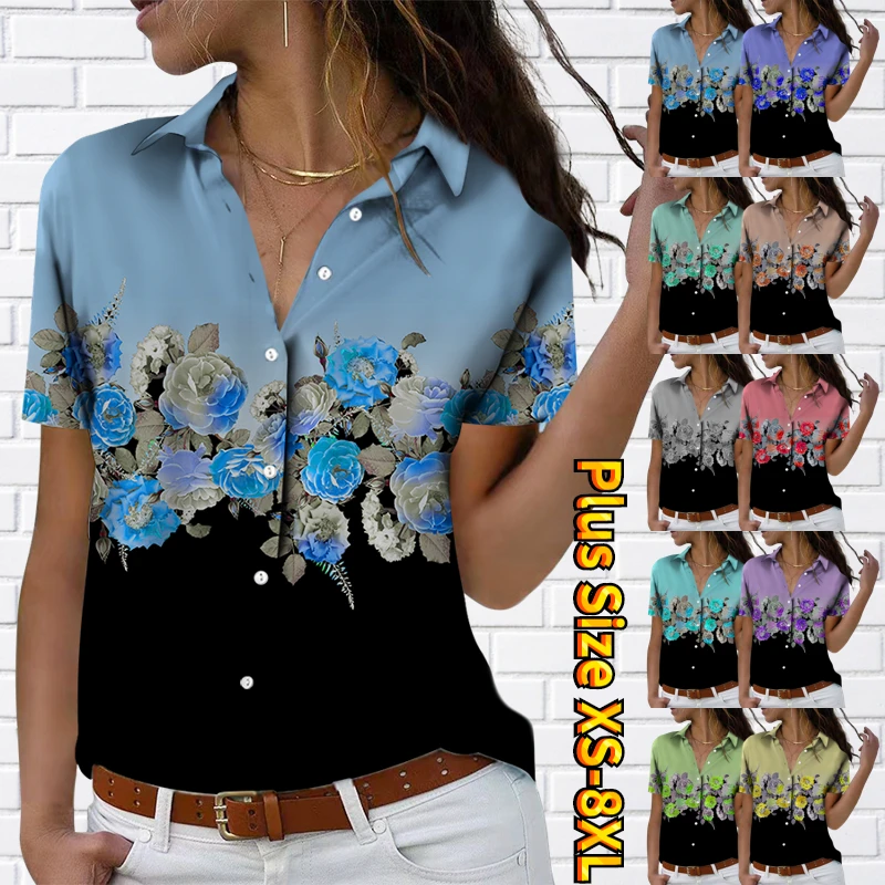 

Женская винтажная дизайнерская рубашка, летний топ с коротким рукавом и V-образным вырезом, пикантная Повседневная рубашка на пуговицах