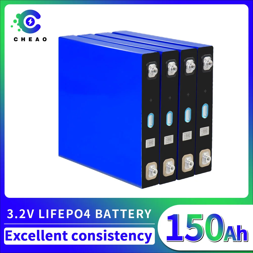 

8PCS 3.2V Lifepo4 Аккумулятор 150Ah Экологически чистый Lifepo4 Аккумулятор для резервной системы DIY RV Солнечная и ветровая энергия UPS ЕС США беспошлинны...