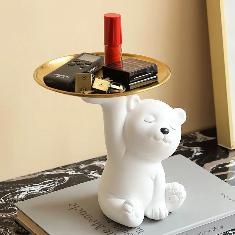 

Bear Statue Home Decor Nordic Storage Animal Sculpture Creative Tray Living Room Table Decoration Storage Tray Decoration Crafts