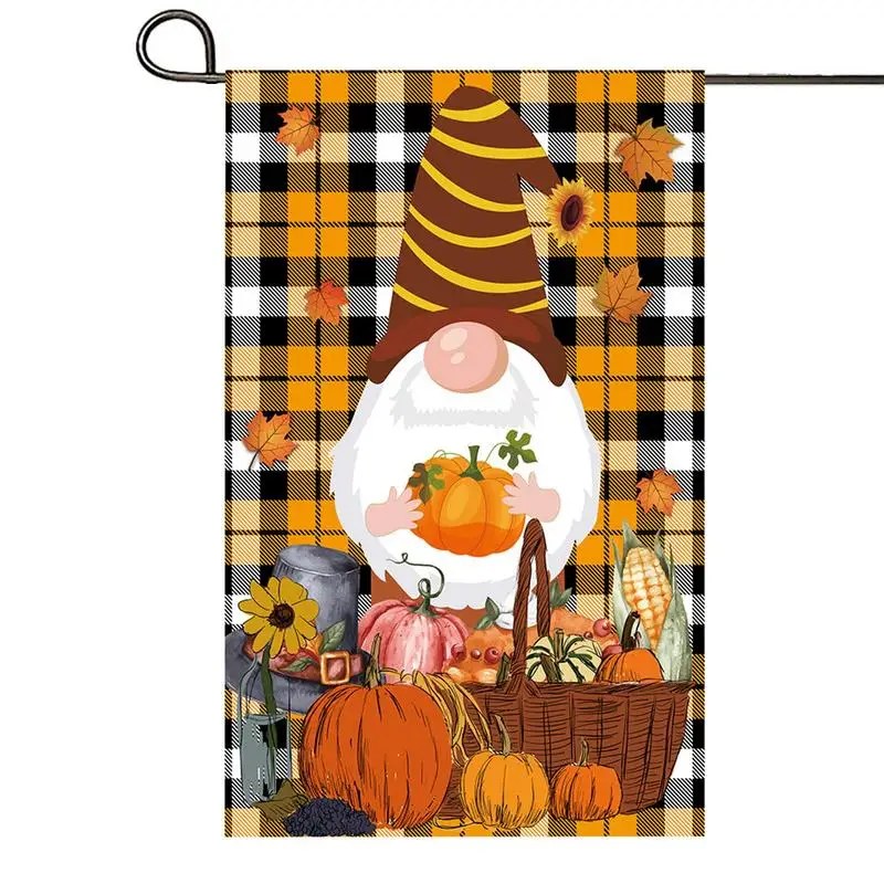 

Fall Gnome Garden Flag 45x30cm Thanksgiving House Flag Decorative Fall Harvest Thanks For People Great Party Supplies