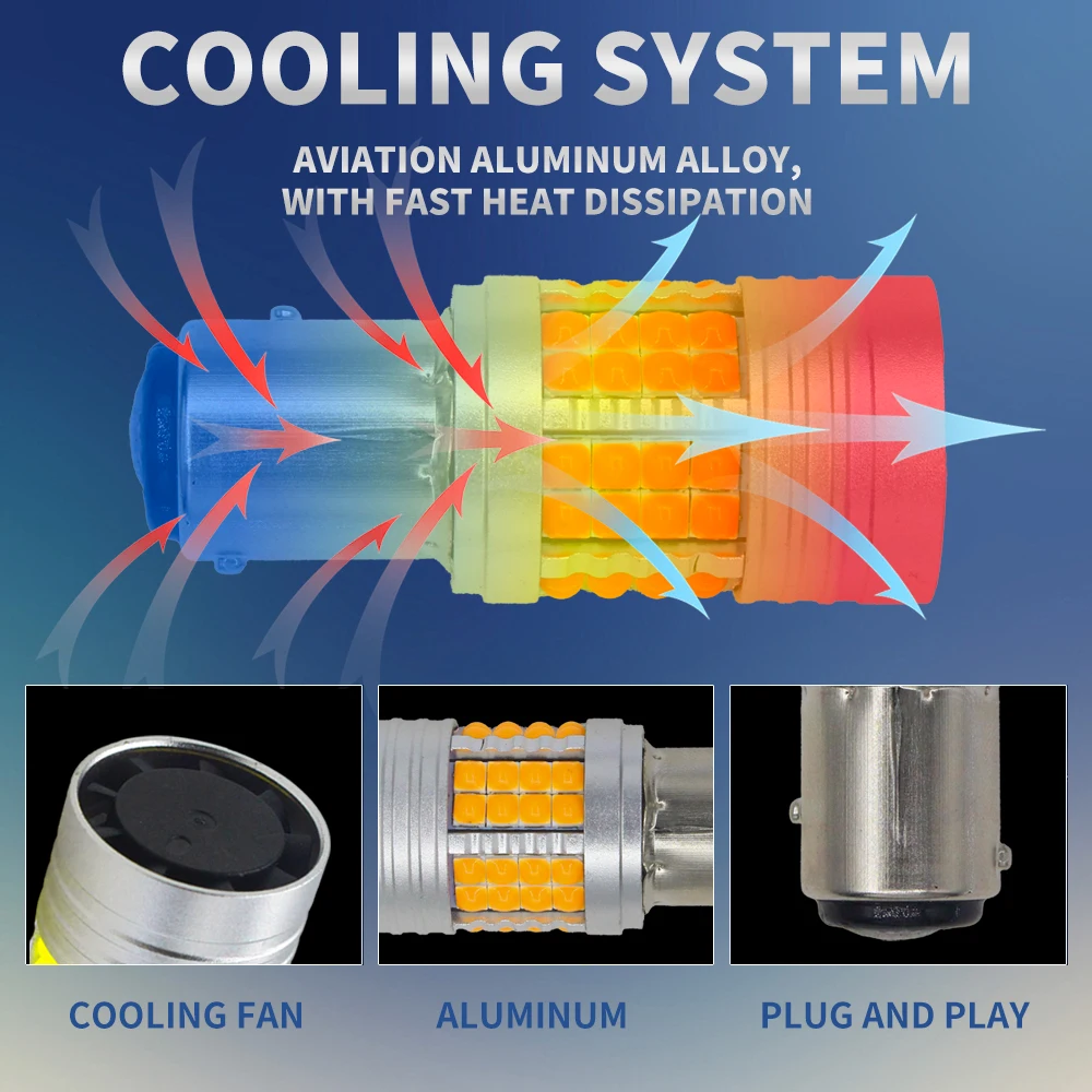 2 Шт. 1156 7440 T20 BA15S P21W 48SMD Canbus 3030 Светодиодные Задние Фонари С Охлаждающим