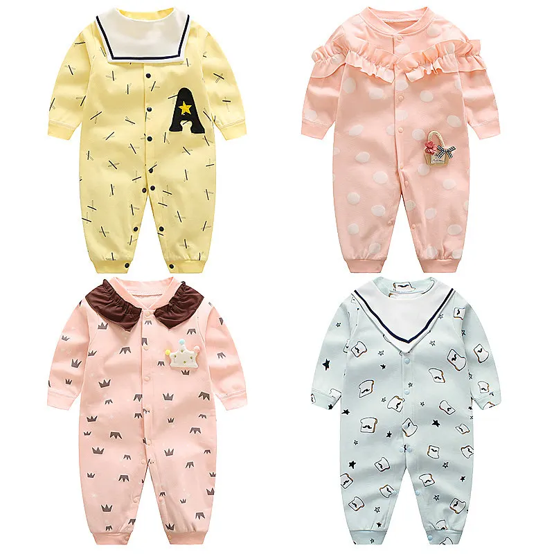 Baby One-piece Clothes Spring And Autumn Long Sleeved Female Baby Ha Clothes Summer Thin Boys Newborn Clothes Pure Cotton Suit