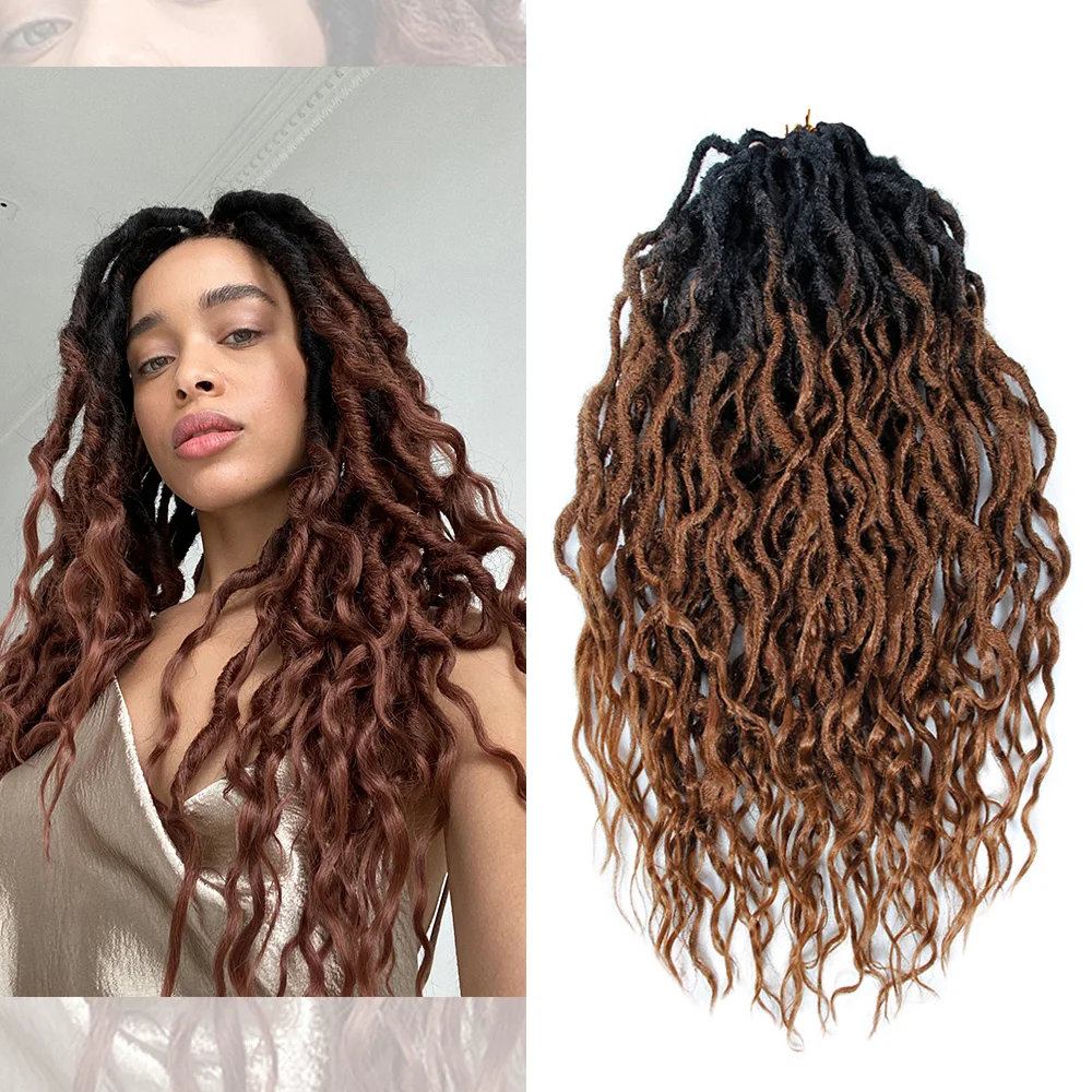 Faux Locs Crochet Braid Goddess Hair Bohemian Locs Pre-looped Ombre Synthetic Hair16&24 Inches Afro Dreadlock