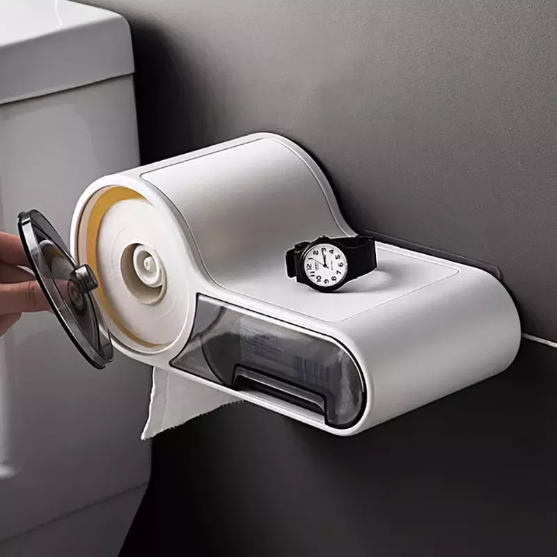 

Bathroom Toilet Paper Holder Paper Tissue Box Plastic Toilet Dispenser Wall Mounted Roll Paper Free Punching Holder Storage Box