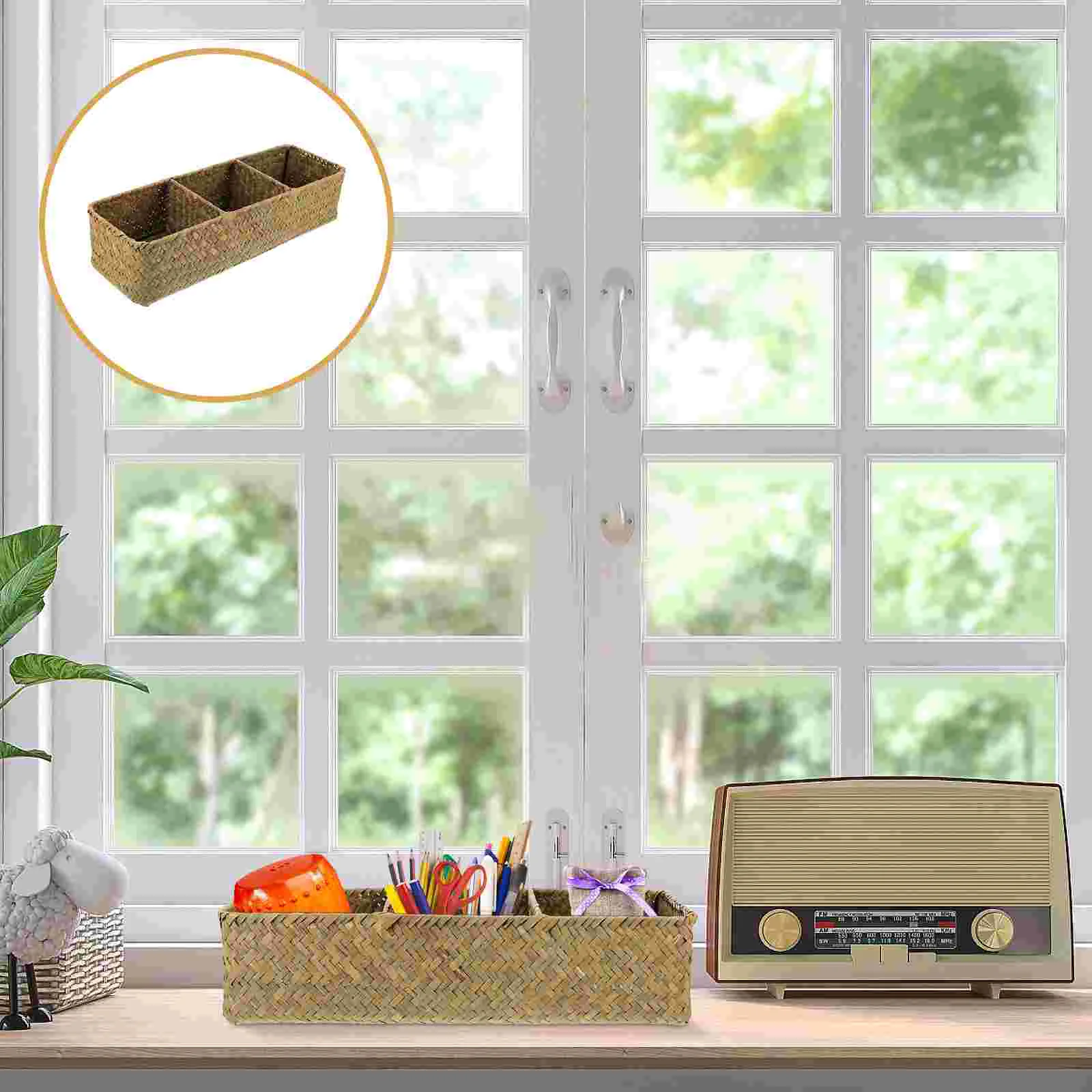 

Basket Storage Baskets Woven Wicker Seagrass Organizer Bathroomrattan Boxbins Sundries Organizing Hyacinth Bin Hand Home Water