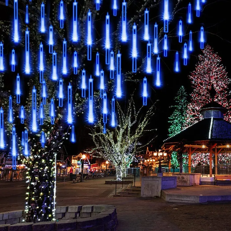 4 Set Solar LED Meteor Shower Lights Guirnalda Luces Exterior Solar for Home Christmas Tree Wedding Garden Decor Navidad 2023