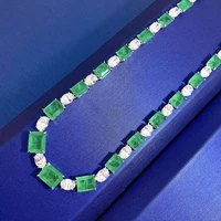 2021 new s925 silver classic green womens synthetic emerald necklace womens necklace imported high carbon diamonds