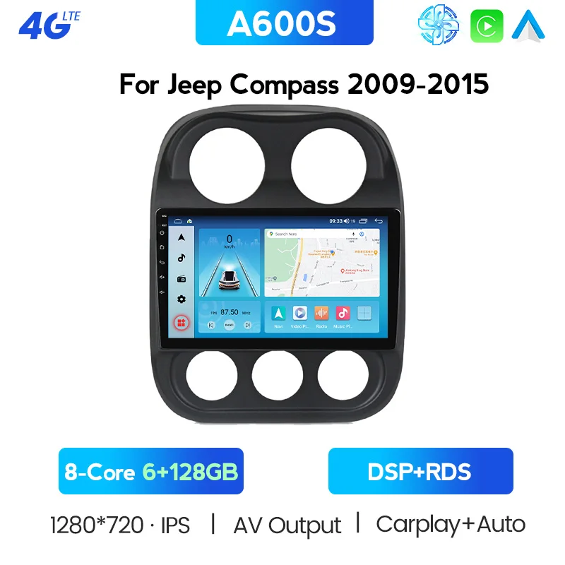 

Автомагнитола 2 Din Android 11 для JEEP Compass 2009-2016 IPS экран Gps-навигация мультимедийный автомобильный аудио головное устройство Авторадио Стерео