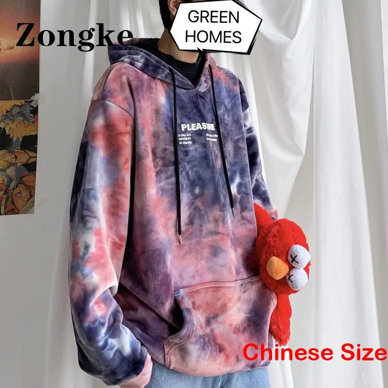 

Zongke Tie-dye Hoodie Men Clothing Japanese Streetwear Men Hoodie New In Hoody Sweatshirts Chinese Size 3XL 2023 Spring New