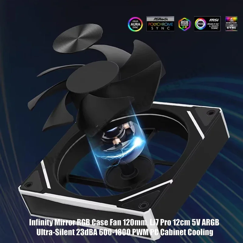 Бесконечное зеркальное RGB-освещение для компьютера 120 мм 12 см 5 В бесшумное